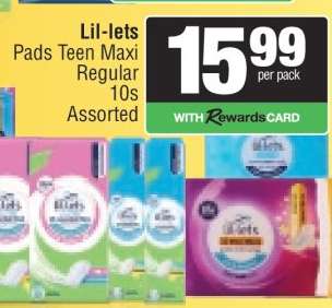 Lil-lets Pads Teen Maxi Regular 10s Assorted