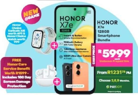 HONOR X7e 128GB Smartphone Bundle