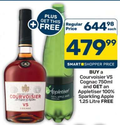 Courvoisier VS Cognac 750ml + Appletiser 1.25L