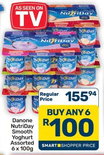 Danone NutriDay Smooth Yoghurt Assorted 6 x 100g