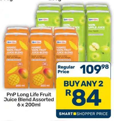 PnP Long Life Fruit Juice Blend Assorted 6 x 200ml
