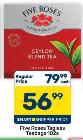 Five Roses Tagless
Teabags 102s