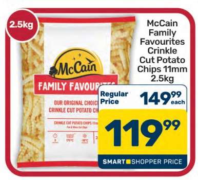 McCain Family Favourites Crinkle Cut Potato Chips 11mm 2.5kg