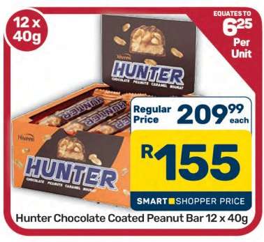 Hunter Chocolate Coated Peanut Bar 12 x 40g