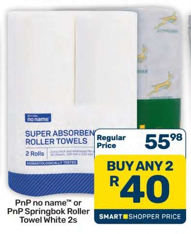 PnP no name™ or PnP Springbok Roller Towel White 2s