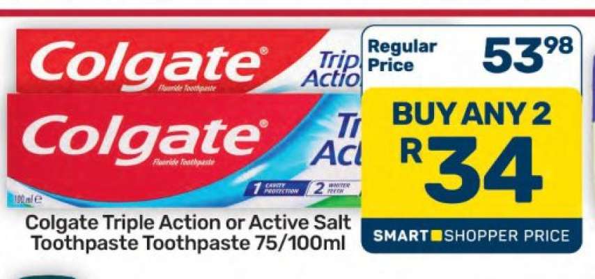 Colgate Triple Action or Active Salt Toothpaste