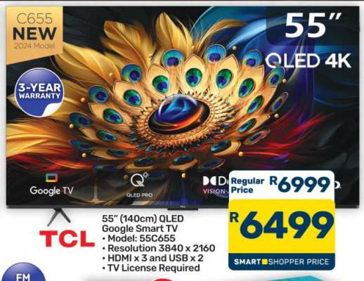 TCL 55" QLED 4K Google Smart TV