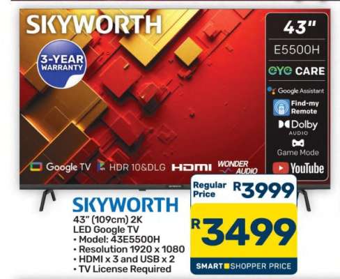 SKYWORTH 43" 2K LED Google TV