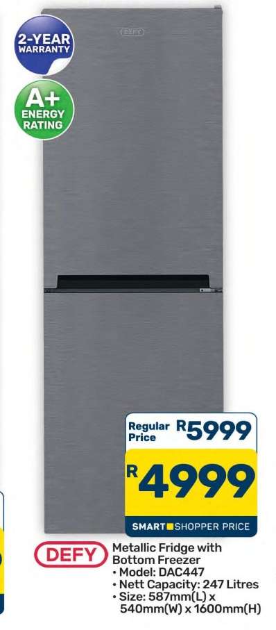 DEFY Metallic Fridge with Bottom Freezer
