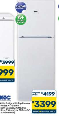 White Fridge with Top Freezer
