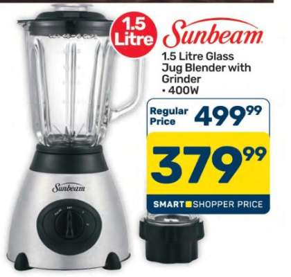 Sunbeam 1.5 Litre Glass Jug Blender with Grinder