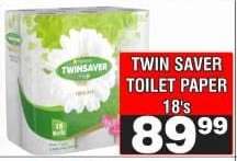 TWIN SAVER TOILET PAPER 18's