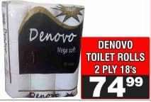 DENOVO TOILET ROLLS 2 PLY 18's