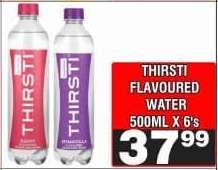 THIRSTI FLAVOURED WATER 500ML X 6's