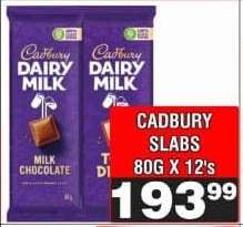 CADBURY SLABS 80G X 12's
