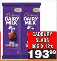 CADBURY SLABS 80G X 12's