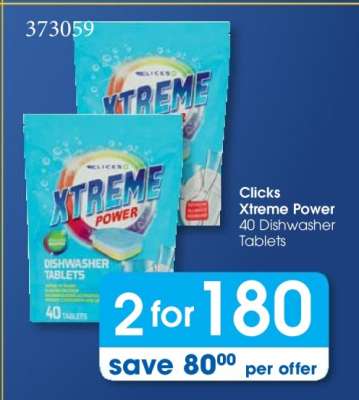 Clicks Xtreme Power 40 Dishwasher Tablets