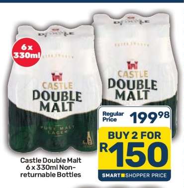 Castle Double Malt 6 x 330ml Non-Returnable Bottles