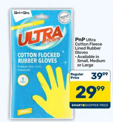 PnP Ultra Cotton Fleece Lined Rubber Gloves
