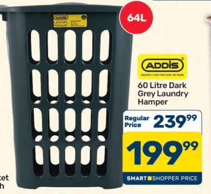 60 Litre Dark Grey Laundry Hamper