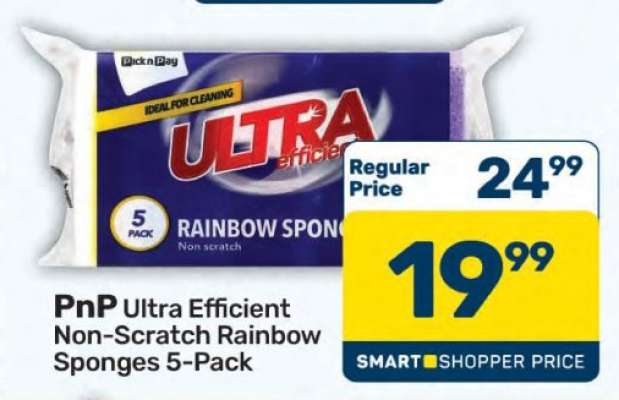 PnP Ultra Efficient Non-scratch Rainbow Sponges 5-Pack