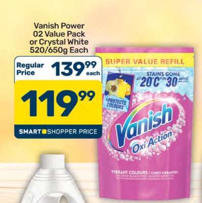Vanish Power 02 Value Pack or Crystal White 520/650g Each