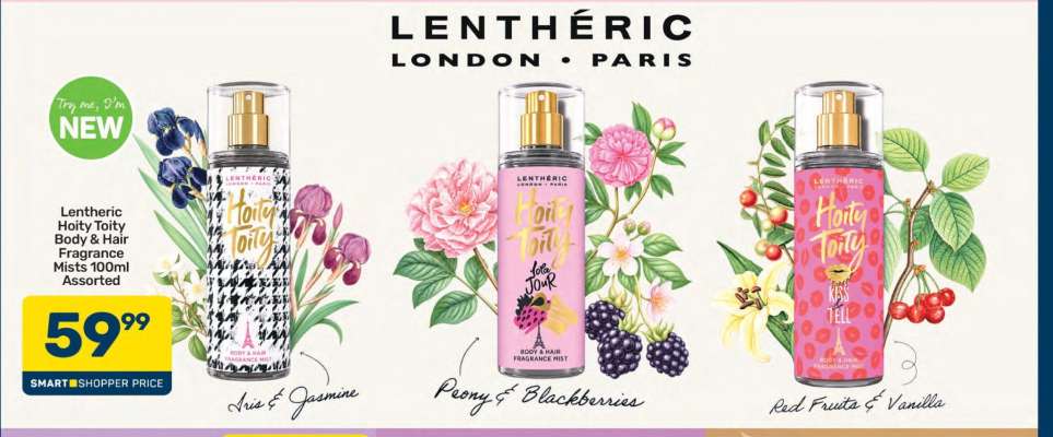 Lenthéric Hoity Toity Body & Hair Fragrance Mists 100ml Assorted