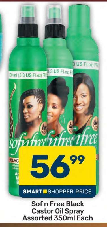Sof n Free Black Castor Oil Spray Assorted 350ml Each