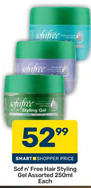 Sof'n'Free Hair Styling Gel Assorted 250ml Each