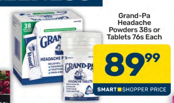 Grand-Pa Headache Powders 38s or Tablets 76s Each