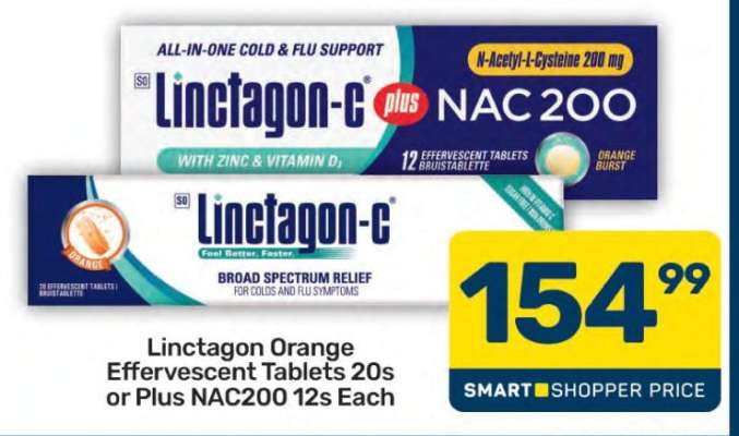 Linctagon Orange Effervescent Tablets 20s or Plus NAC200 12s Each