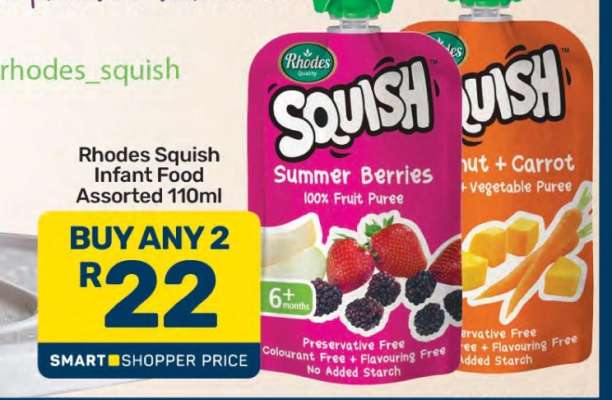 Rhodes Squish Infant Food Assorted 110ml