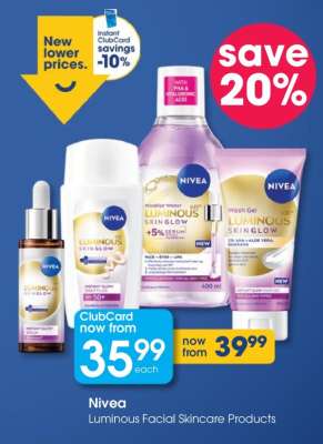 Nivea Luminous Facial Skincare Products