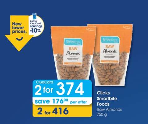 Clicks Smartbite Foods Raw Almonds 750 g