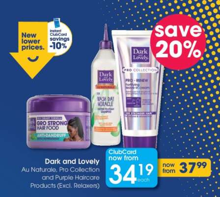 Dark and Lovely Au Naturale, Pro Collection and Purple Haircare Products (Excl. Relaxers)