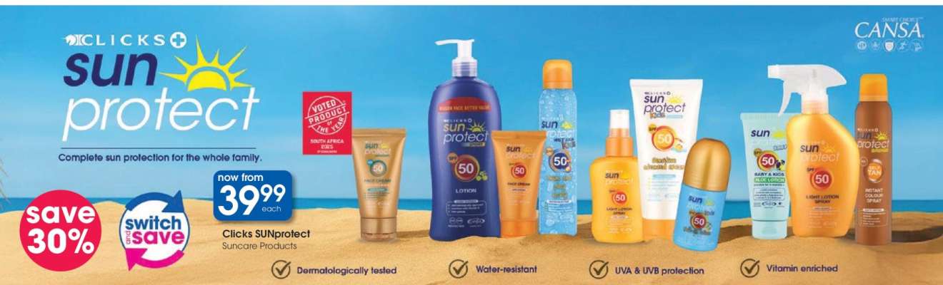Clicks Sunprotect Sunscreen Products