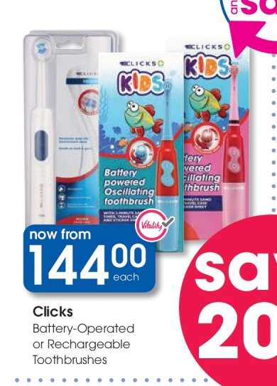 Clicks Battery-Operated or Rechargeable Toothbrushes