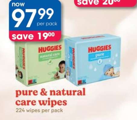 pure & natural care wipes