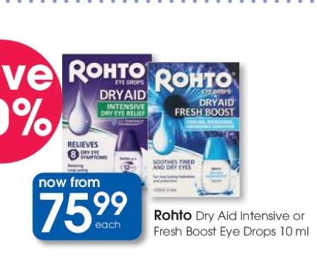 Rohto Dry Aid Intensive or Fresh Boost Eye Drops 10 ml