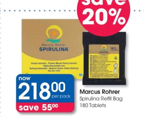 Marcus Rohrer Spirulina Refill Bag 180 Tablets