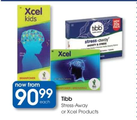 Tibb Stress-Away or Xcel Products