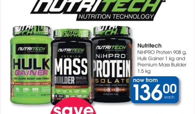 Nutritech NiHPRO Protein 908 g, Hulk Gainer 1 kg and Premium Mass Builder 1.5 kg