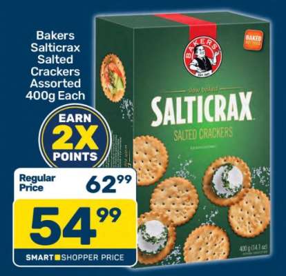Bakers Salticrax Salted Crackers Assorted 400g Each