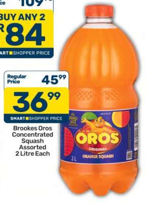 Brookes Oros Concentrated Squash Assorted 2 Litre Each
