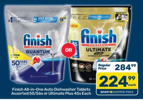 Finish All-in-One Auto Dishwasher Tablets Assorted 50/56s or Ultimate Plus 45s Each