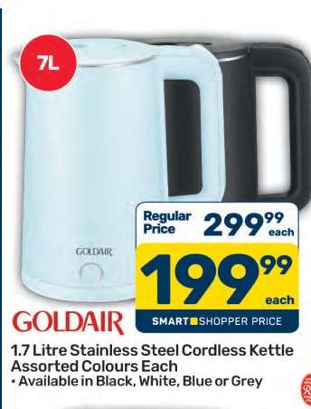 GOLDAIR 1.7 Litre Stainless Steel Cordless Kettle