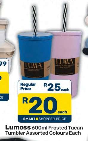 Lumoss 600ml Frosted Tucan Tumbler Assorted Colours Each