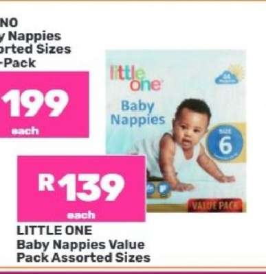 Little One Baby Nappies Value Pack Assorted Sizes