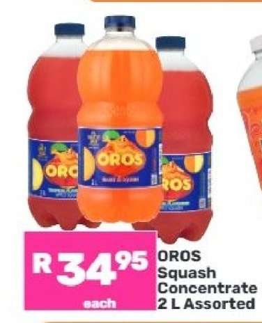 Oros Squash Concentrate 2 L Assorted