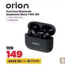 orion PureTone Bluetooth Earphones Black TWS 100